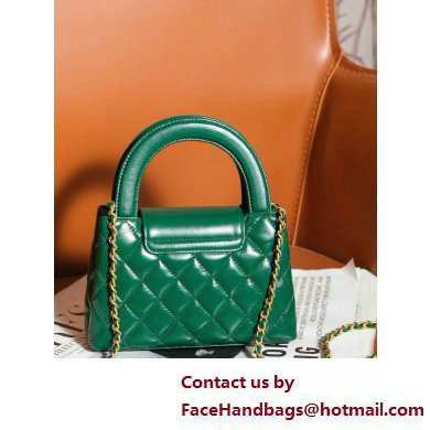 Chanel Shiny Crumpled Calfskin  &  Gold-Tone Metal Mini Shopping Bag AS4416 Green 2025